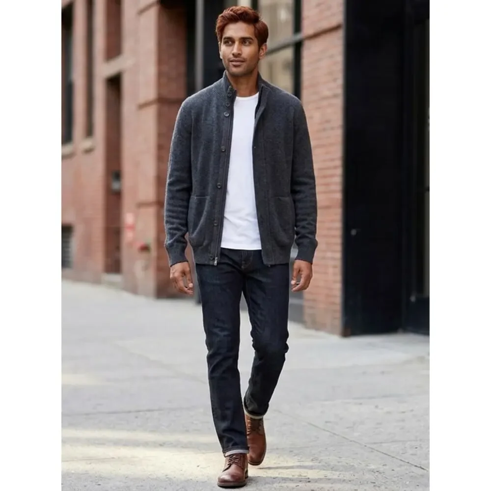 Banana Republic Wool Blend Gray Cardigan Sweater Men Size M